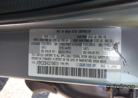 2013 Mazda Cx-5 Grand Touring из США, поврежденный, VIN JM3KE2DE4D0164618